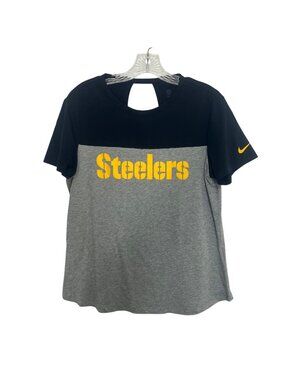 Nike NFL Pittsburgh Steelers Tshirt Medium Gray Black Cut Out Fanwear